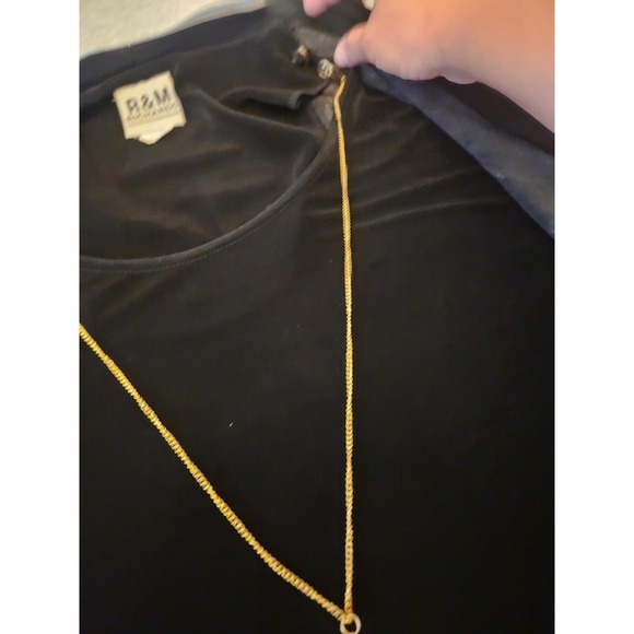 R&M Richards Cardigan Womens 16 Patchwork Open Front 3/4 Sleeve Necklace USA - Picture 16 of 16